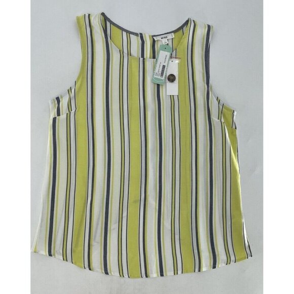 NWT MINE‎ For Stitch Fix Syden Button Back Striped Beachy Tank Top Blouse L - Picture 3 of 11